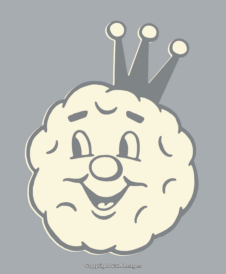 Cheerful Cartoon Brain with a Crown Illustration on Neutral Background