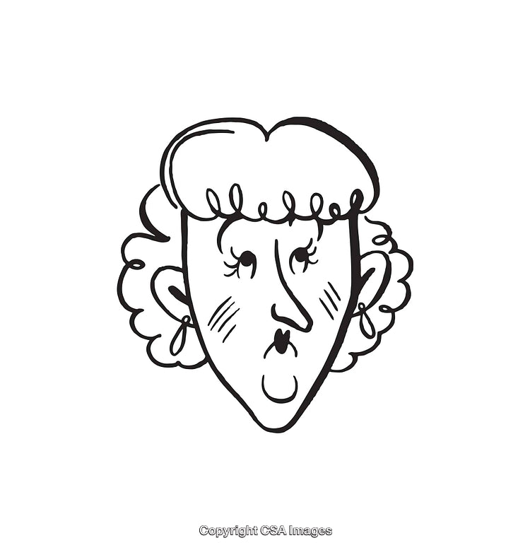 Expressive Line Art Illustration of a Woman's Surprised Facial Expression