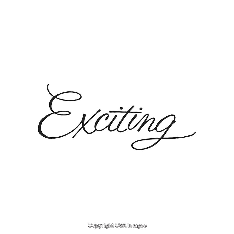 Elegant Handwritten Word 'Exciting' on a Clean White Background