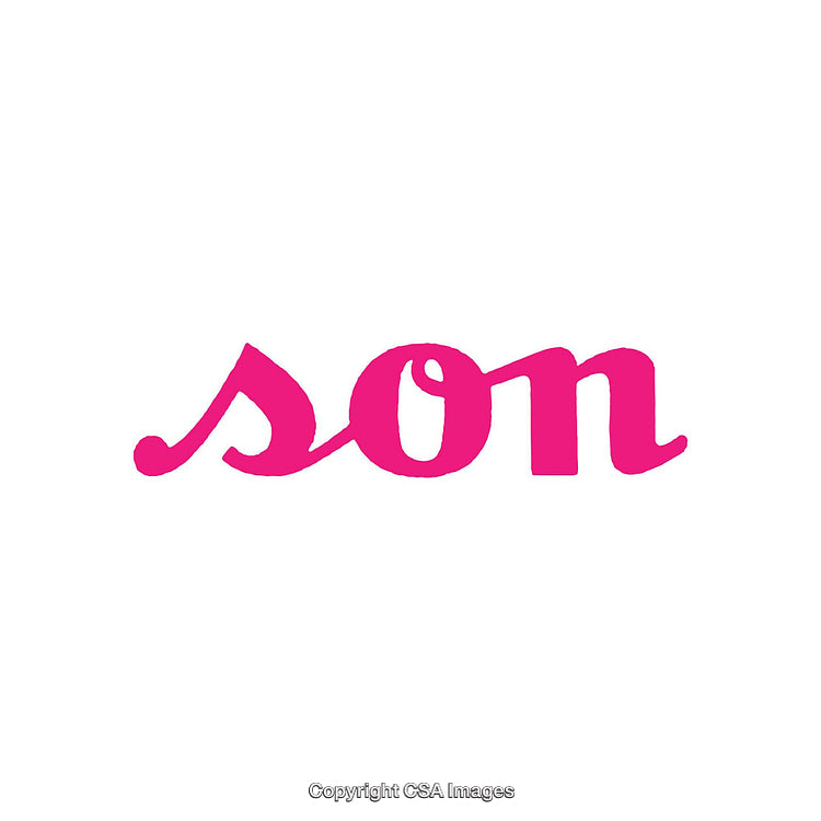 Vibrant Pink Font Rendering of the Word 'Son' on White Background