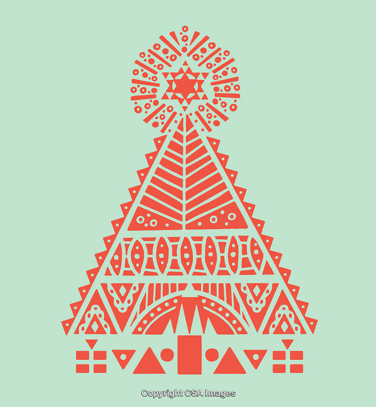 Red Geometric Artistic Ornament on a Light Green Background