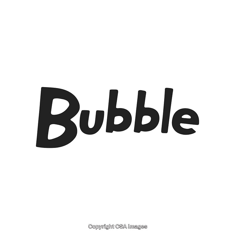 Minimalistic Black Text on White Background Displaying the Word Bubble