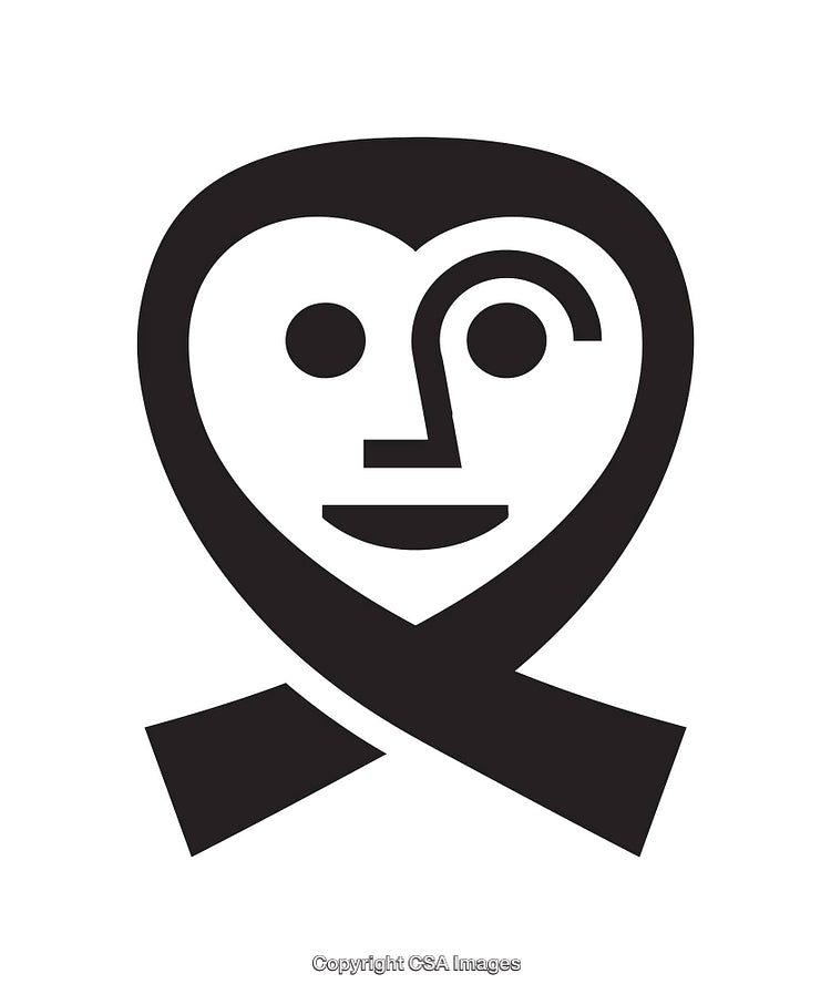 Abstract Black and White Face Icon with Bold Graphic Design Elements