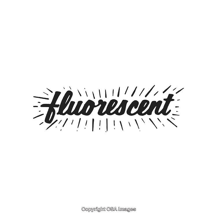 Fluorescent Typography with Radiating Lines on a White Background