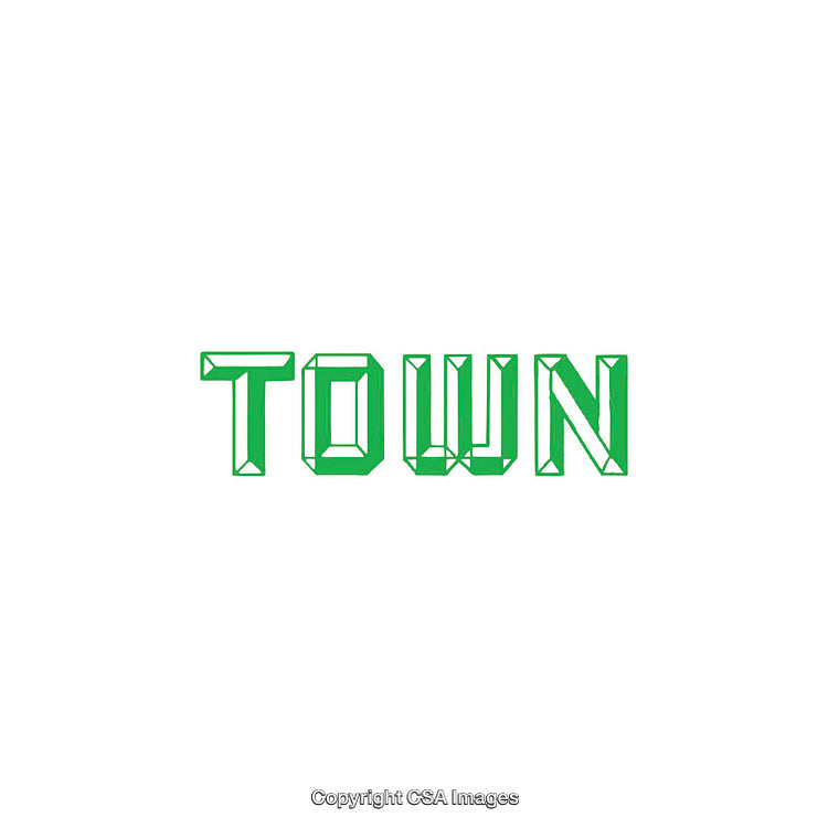 Geometric Green Typography Depicting the Word 'Town' with a Modern Aesthetic