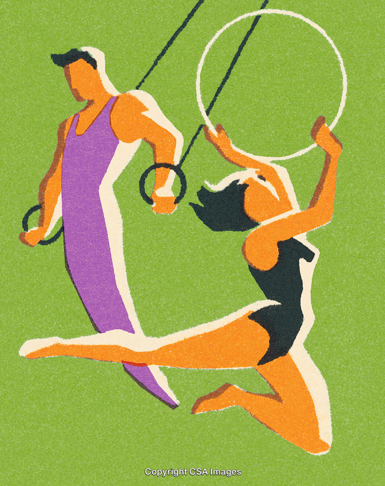Dynamic Circus Performers Displaying Skillful Acrobatic Movements on Ropes and Hoops