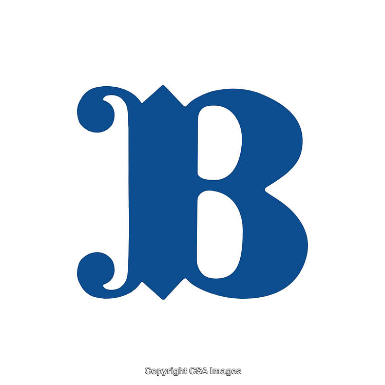 Decorative Serif Letter B in Bold Blue Color on White Background