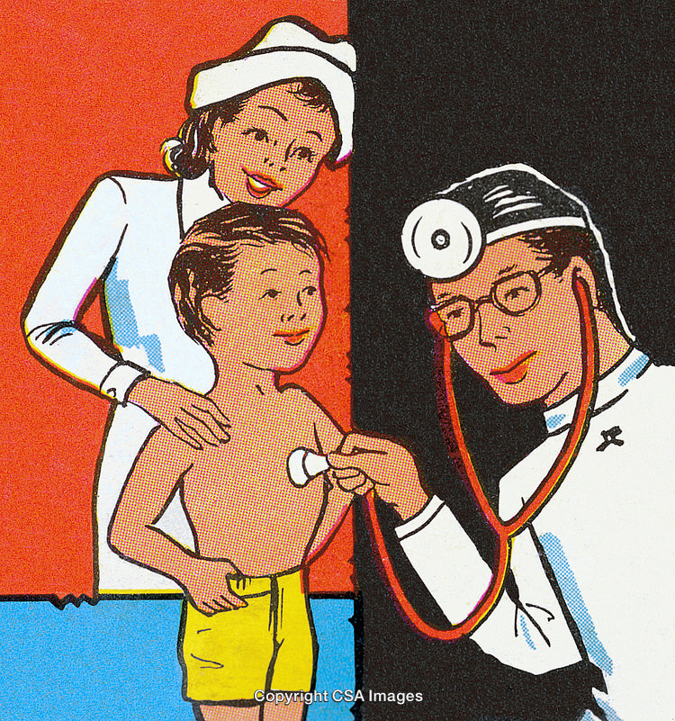 Child Having Medical Examination by a Doctor with Nurse Assisting