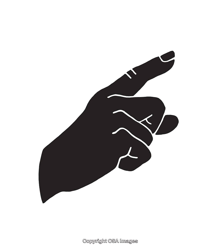 Black and White Outline of a Pointing Hand Gesture Icon Illustration