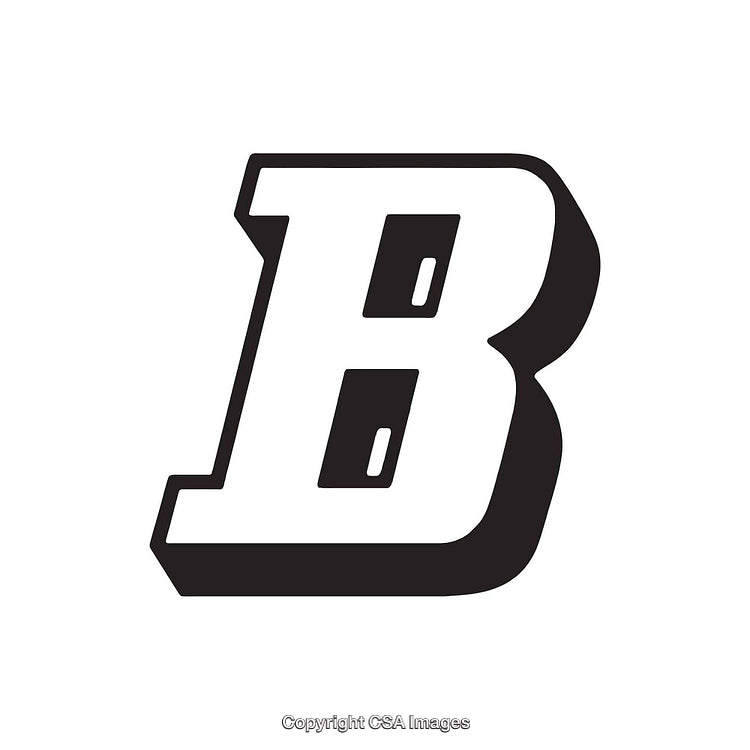 Bold Stylized Black Letter B Isolated on White Background