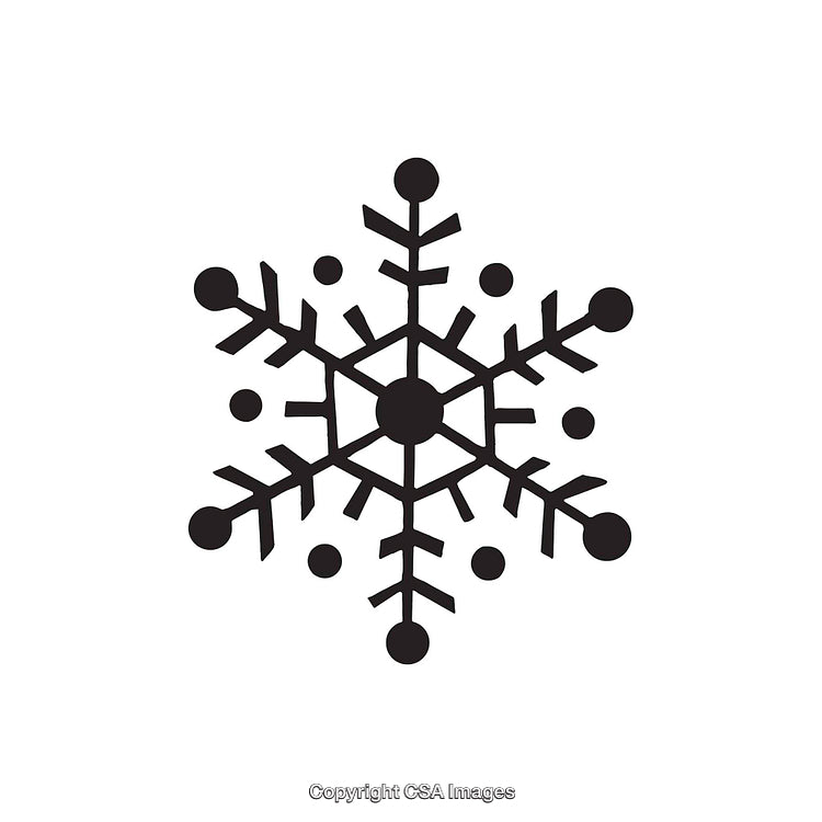 Black and White Snowflake Icon Depicting Winter and Festive Design