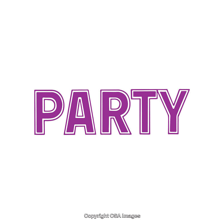 Bright Purple Party Typography on a White Background