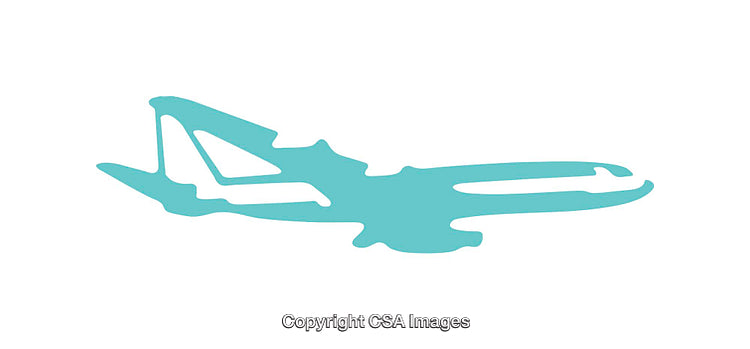 Silhouette of an Airplane in a Minimalist Light Blue Style