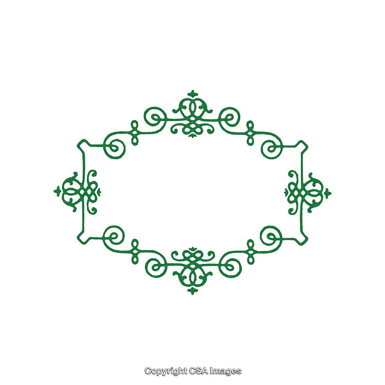 Elegant Green Ornamental Frame with Intricate Decorative Design on White