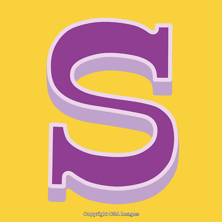 Bold Purple Letter S on A Vibrant Yellow Background