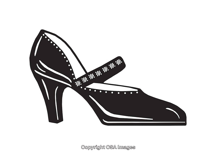 Vintage Line Art Illustration of a Classic High Heel Shoe Design