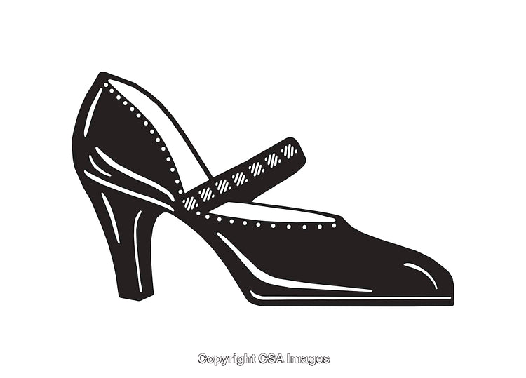 Vintage Line Art Illustration of a Classic High Heel Shoe Design