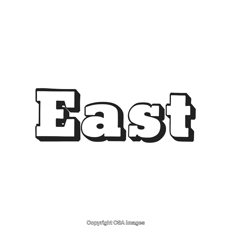 Bold Typography Design Featuring the Word 'East' in Black and White