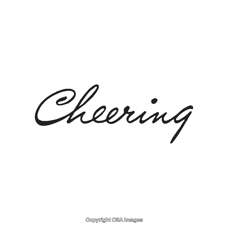 Elegant Cursive Word Cheering Showcasing Optimism on a Plain Background