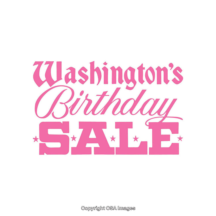 Washington's Birthday Sale Promotional Text Art in Pink Typeface