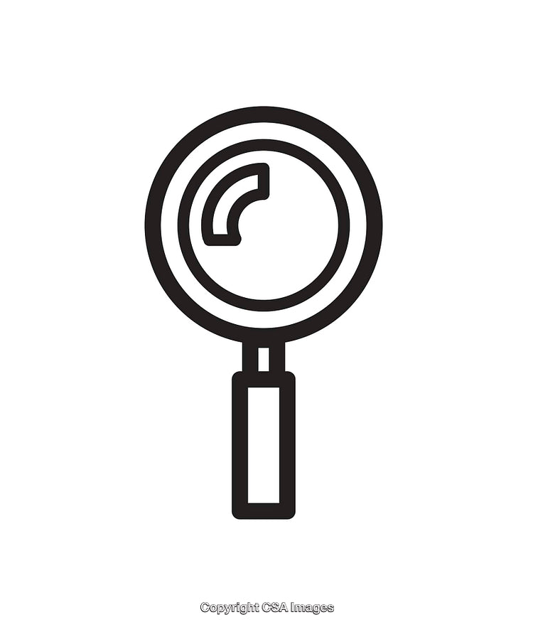 Simple Black And White Magnifying Glass Icon Isolated On White Background