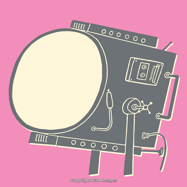 Retro Art Illustration of Technology Object on Pink Background