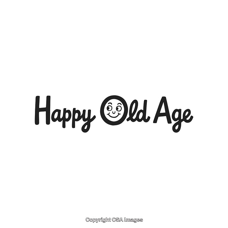 Stylized Logo with Flowy Text Featuring Happiness in Elderly Years