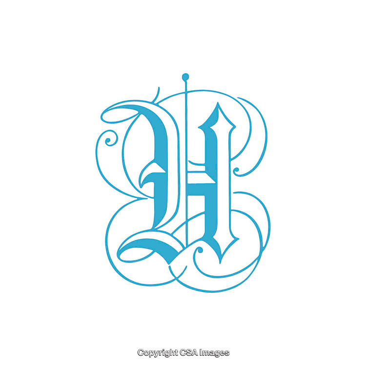 Intricate Light Blue Calligraphic Design with Ornamental Letter G