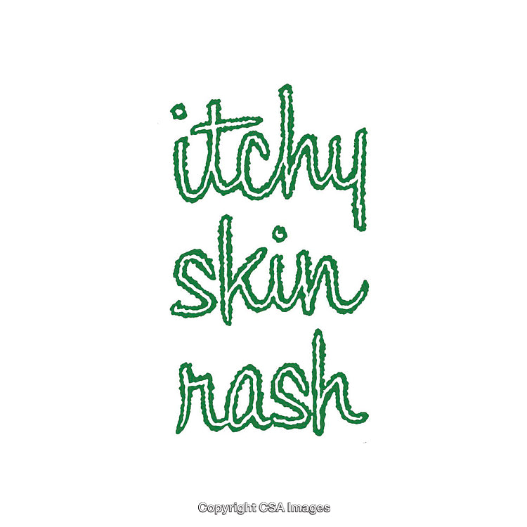 Green Text Depicting Itchy Skin Rash with Clean and Minimalistic Design