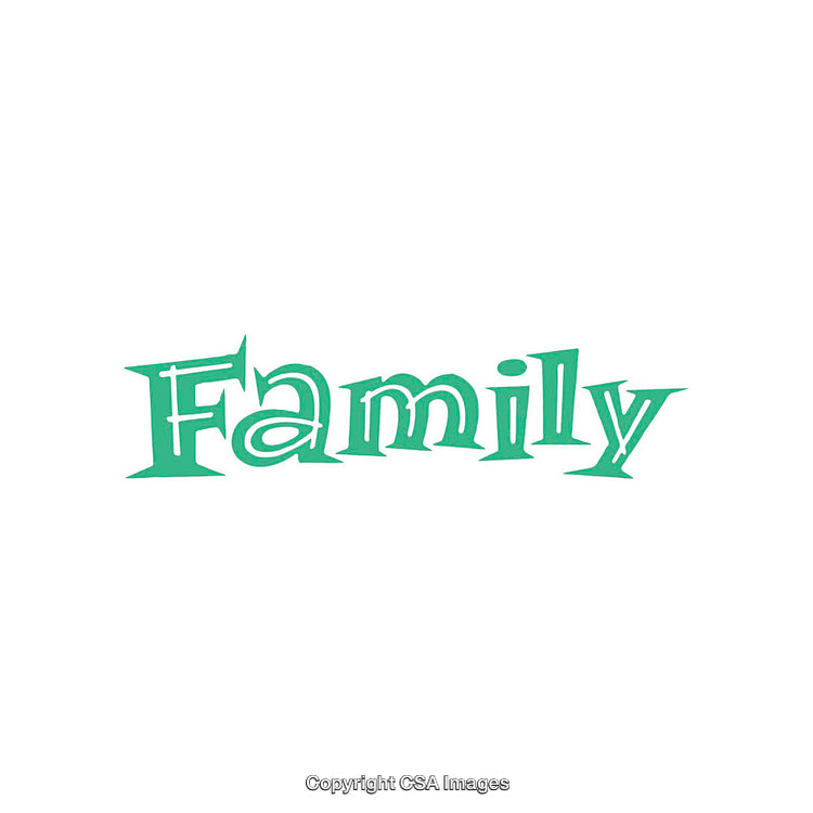 Green Word Art Featuring the Term 'Family' on a White Background