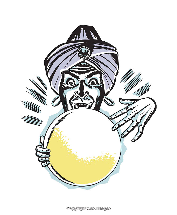 Fortune Teller Using a Glowing Crystal Ball Illustration