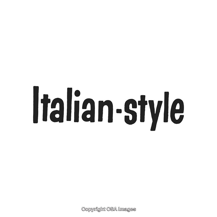 Stylized Text Depiction Highlighting Italian Influenced Typography Design on White Background