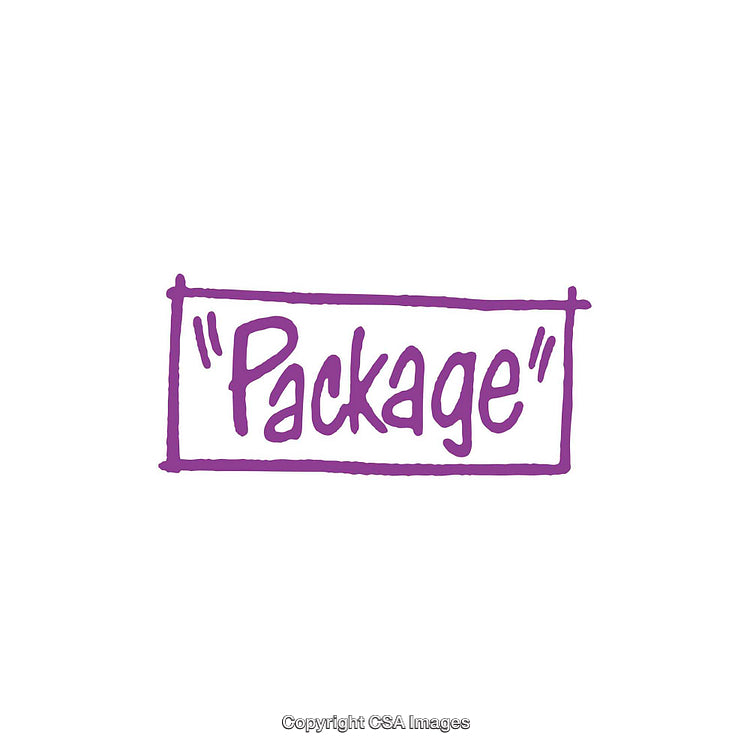 Purple Text Art Displaying the Word Package in Quotation Marks
