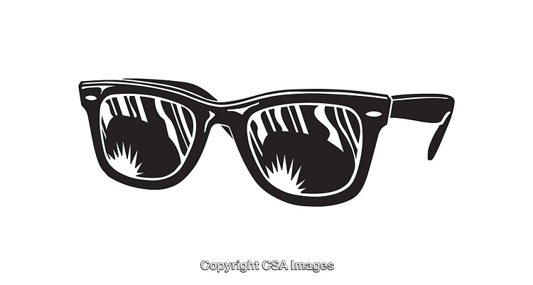 Stylish Black and White Sunglasses Illustration With Creative Reflections