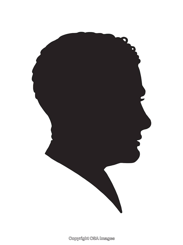 Black and White Silhouette of a Person's Profile in Side View