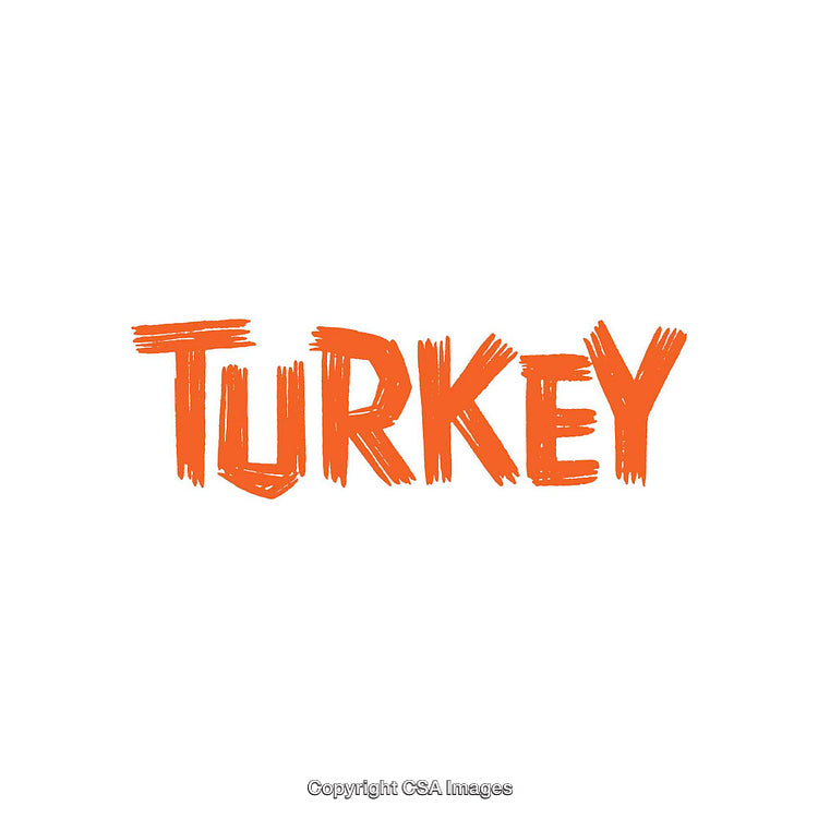 Bold Orange Text Depicting 'Turkey' in Sketched Handwriting Style
