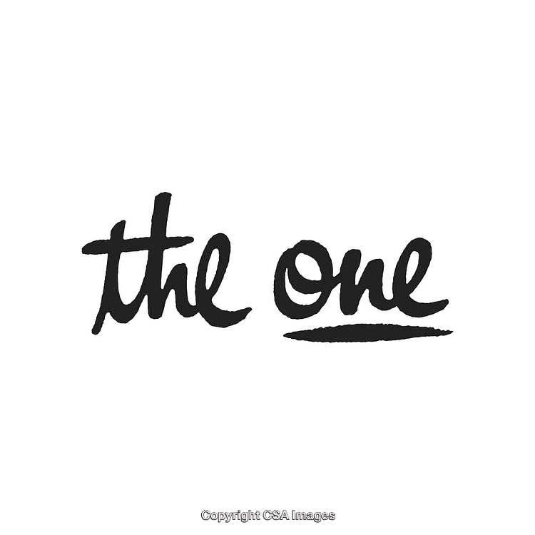Handwritten Text 'The One' on White Background with Bold Black Letters