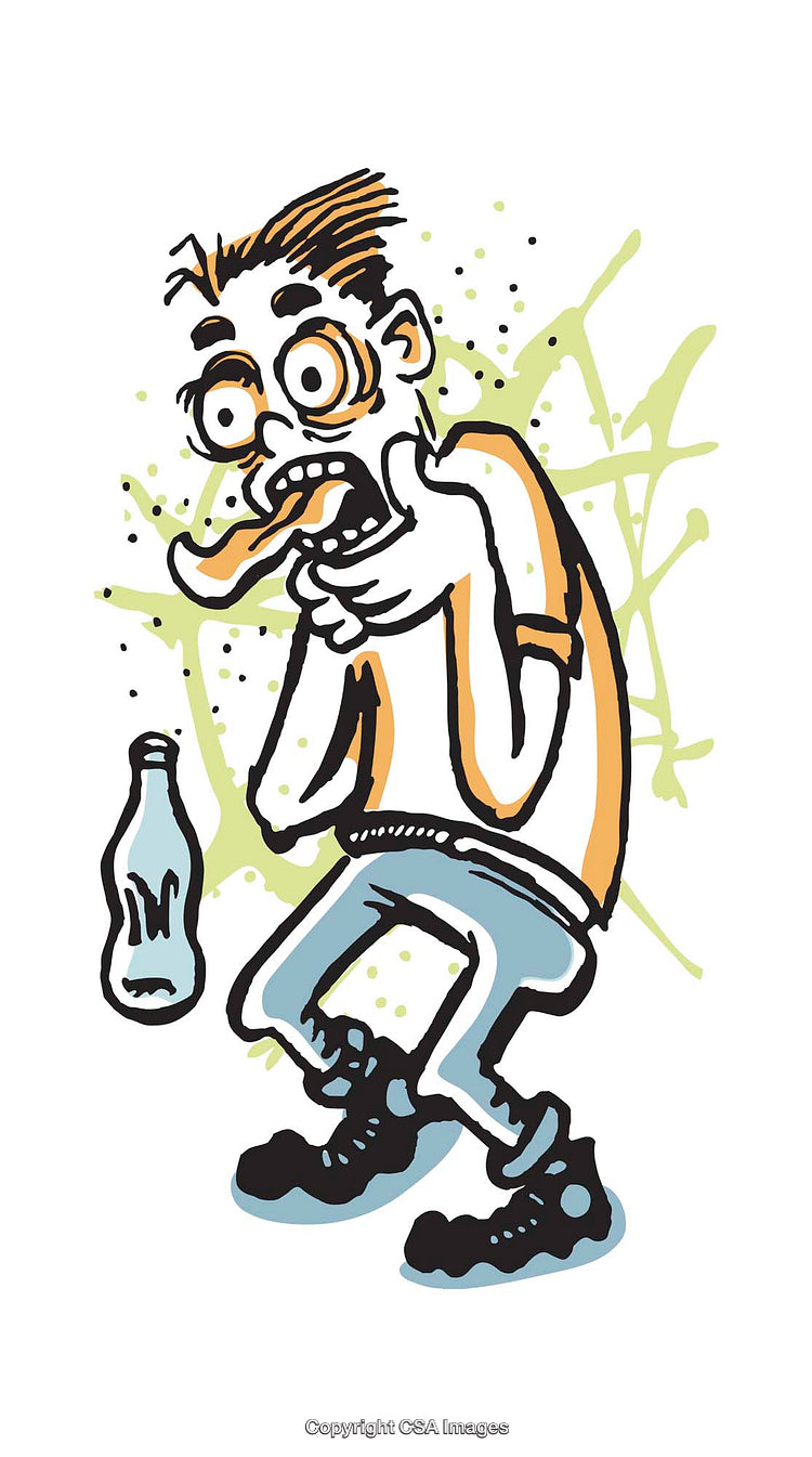 Colorful Cartoon Illustration of a Startled Man Reacting in Shock