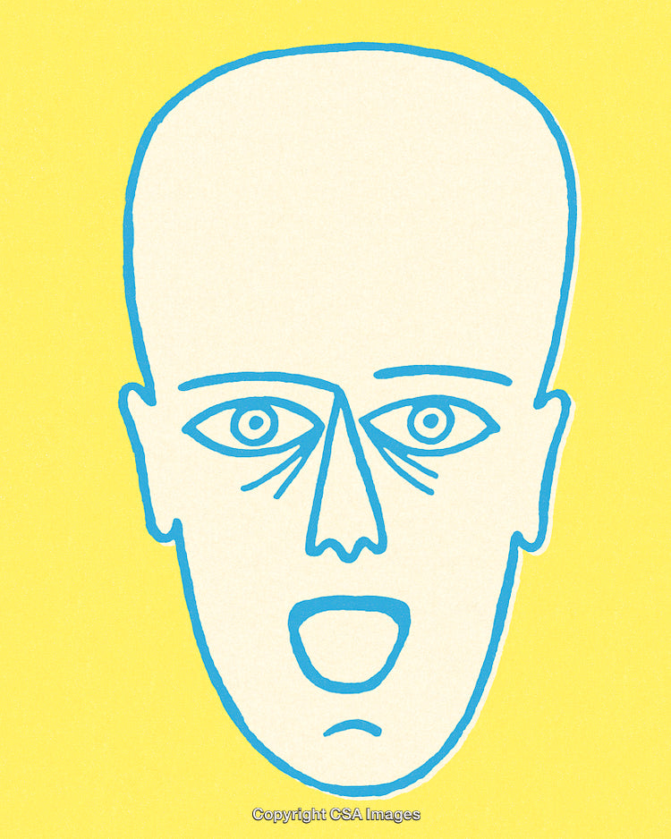Abstract Illustration of Surprised Face with Vibrant Colors and Bold Lines