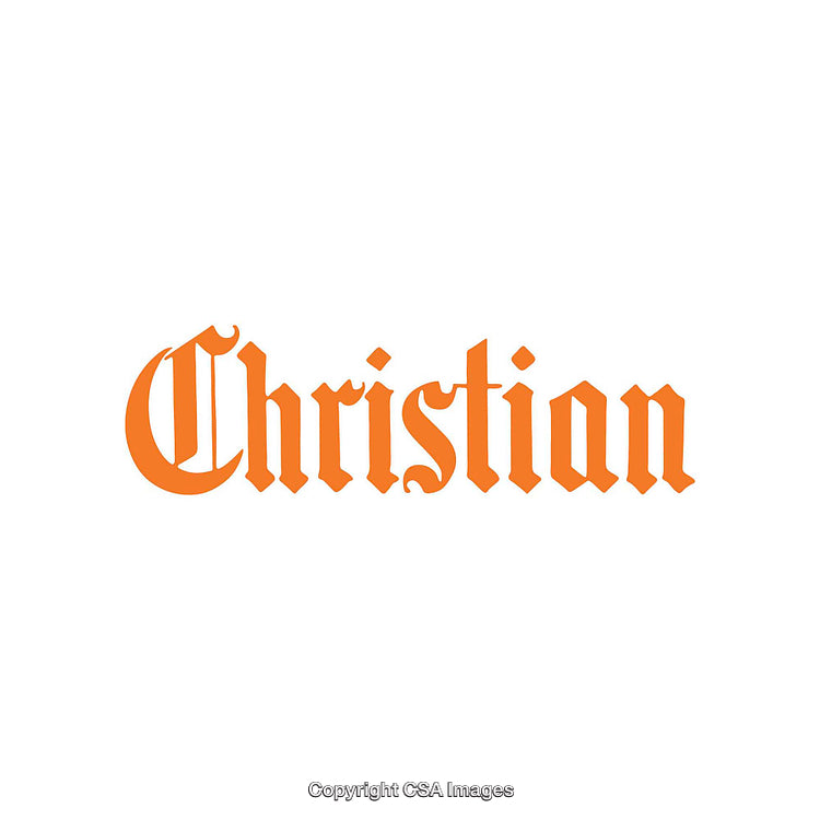 Orange Gothic Text Design Featuring the Word Christian on a White Background