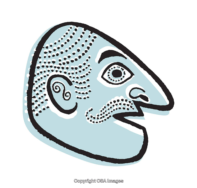 Colorful Stylized Illustration of a Human Face with Artistic Details