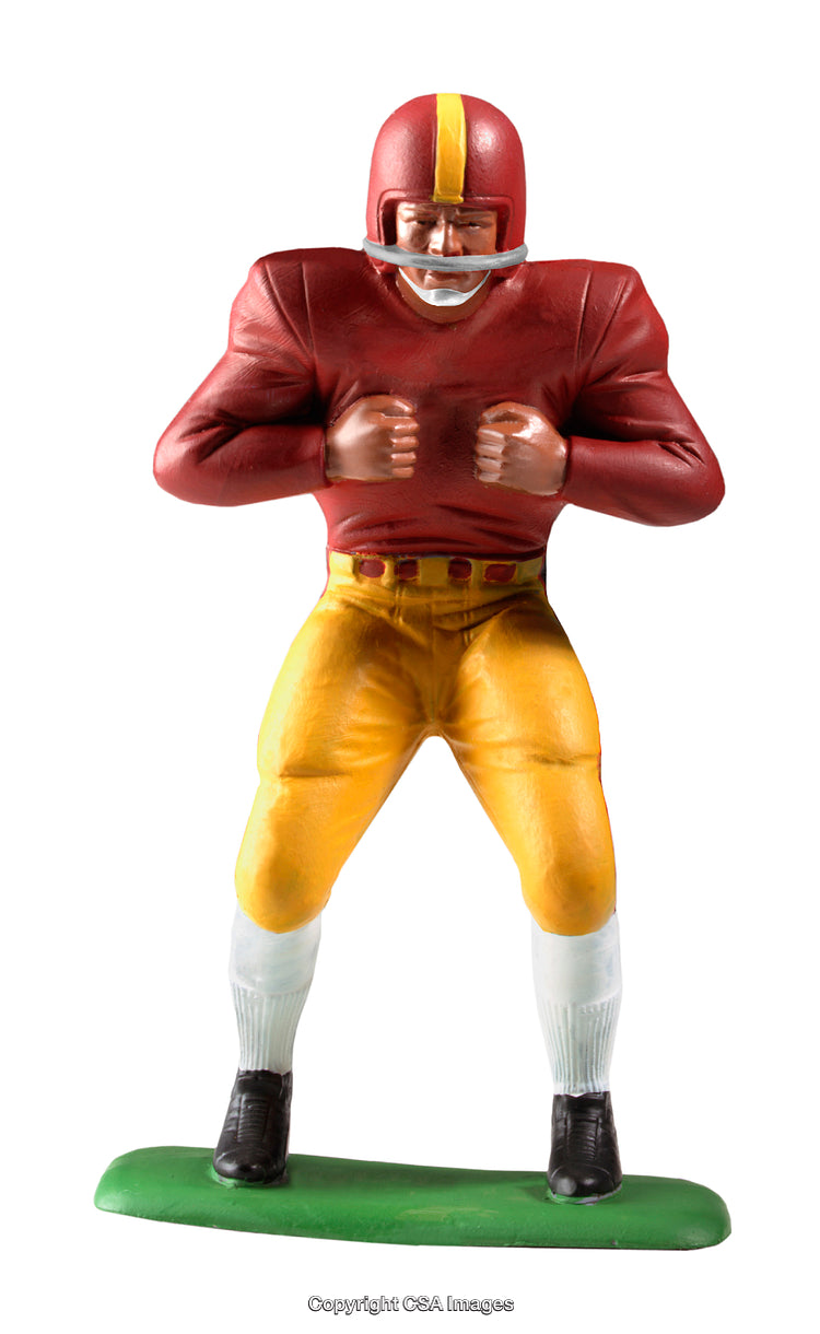 Vintage Plastic Football Player Figurine in Detailed Team Uniform