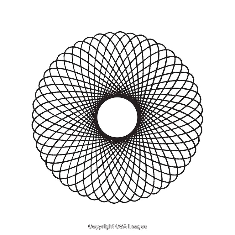 Linear Black and White Geometric Abstract Shape on White Background