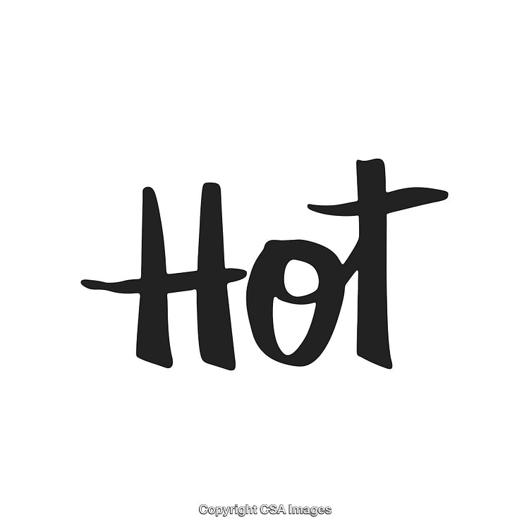Stylish Black Text Typography Saying 'Hot' on White Background for Creative Design