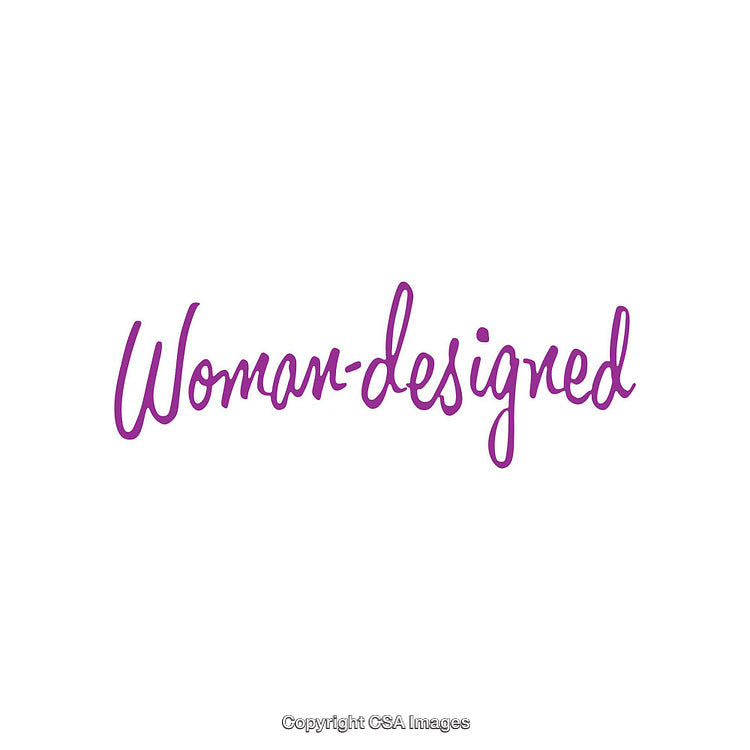 Purple Script Text Reading Woman-Designed on White Background