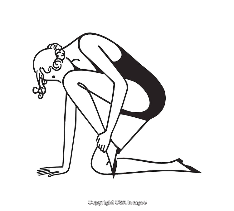 Elegant Line Art Illustration of Kneeling Woman in Minimalist Style