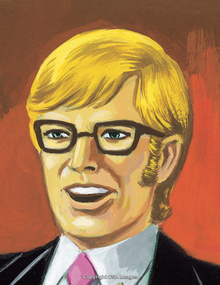 Retro Styled Portrait of a Smiling Man with Glasses and Yellow Hair