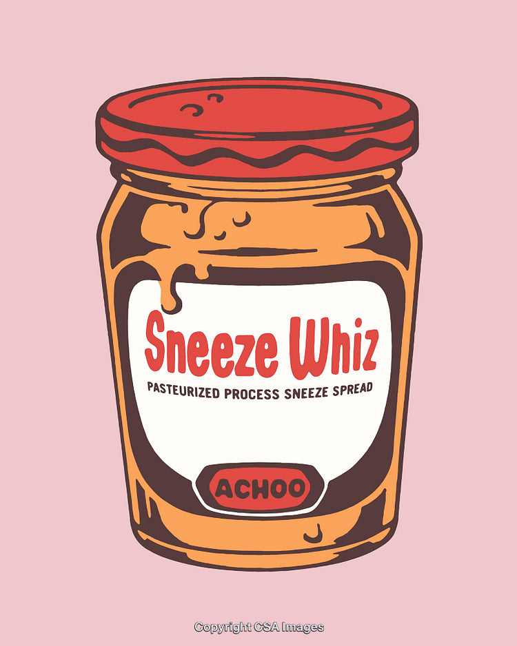 Quirky Jar Illustration with Humorous Text on a Pink Background