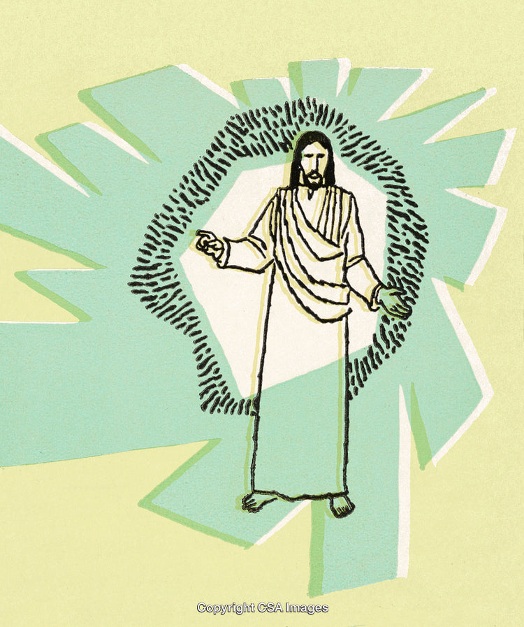 Illustration of a Radiant Figure in a Spiritual and Serene Setting