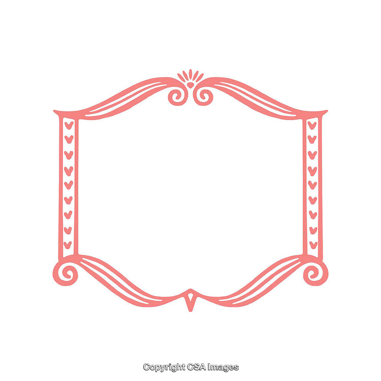 Elegant Pink Decorative Frame With Hearts and Swirls for Cards or Invitations